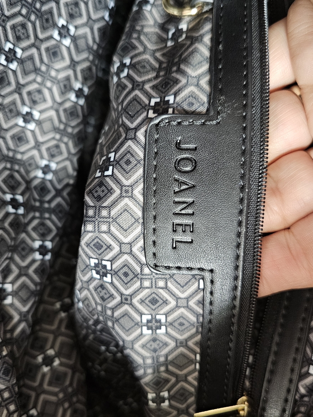 Black Shoulder Tote with Gold & Snakeskin Accent - Picture 5 of 5
